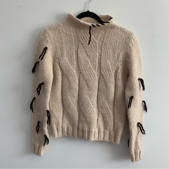 Golden Goose Sweaters - Golden Goose Deluxe Brand Cream Knit Sweater With Woven Embellishments NWT